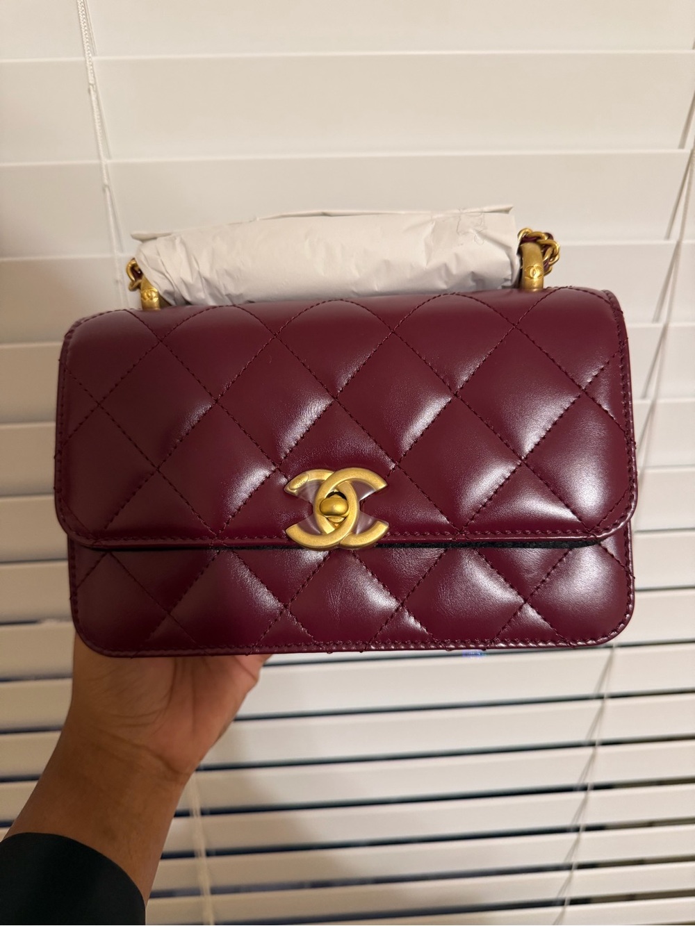 CHANEL Quilted Mini Flap Crossbody in Deep Bordeaux with Gold Hardware